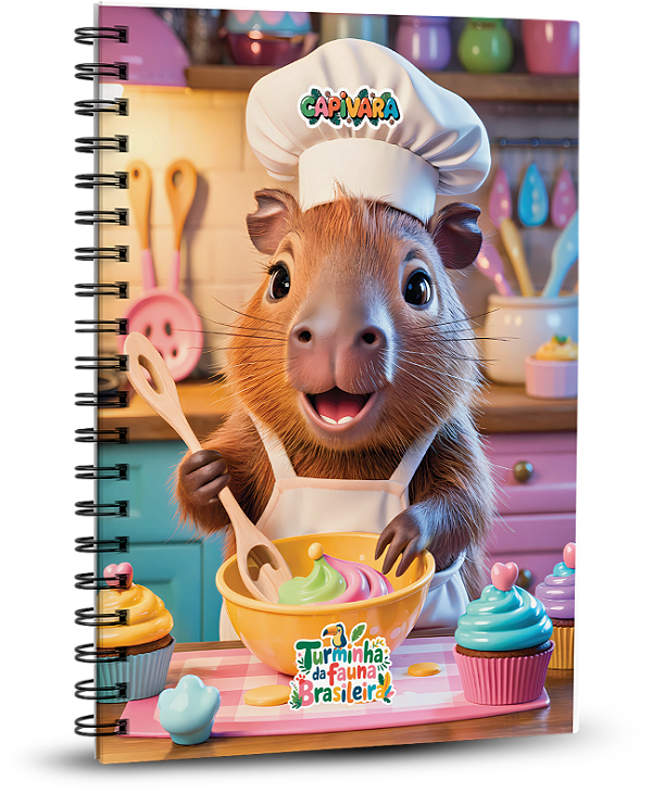 Caderno Universitário 100 folhas - A Turminha da Fauna Brasileira - Capivara