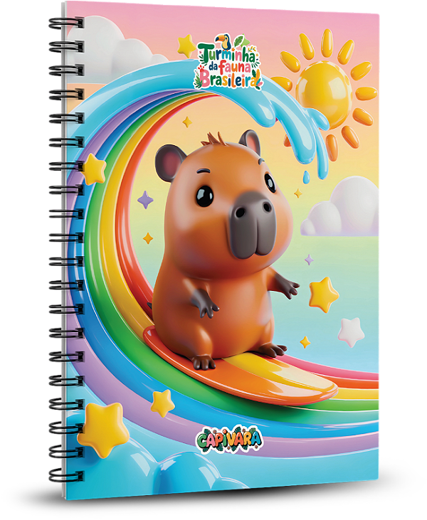 Caderno Universitário 100 folhas - A Turminha da Fauna Brasileira - Capivara