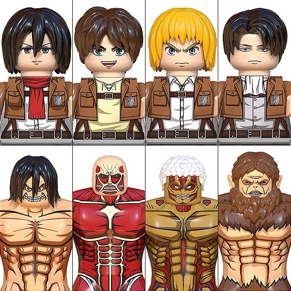 Conjunto com 08 Personagens Attack On Titan