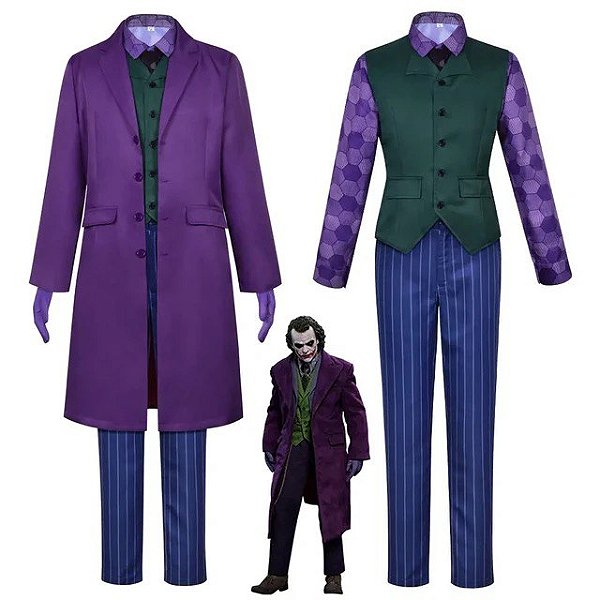 Fantasia Cosplay completo Joker Heath Ledger - Dc Comics