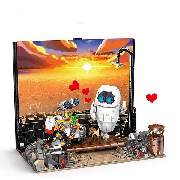 Diorama Wall-E e Eva Disney - Blocos de Montar
