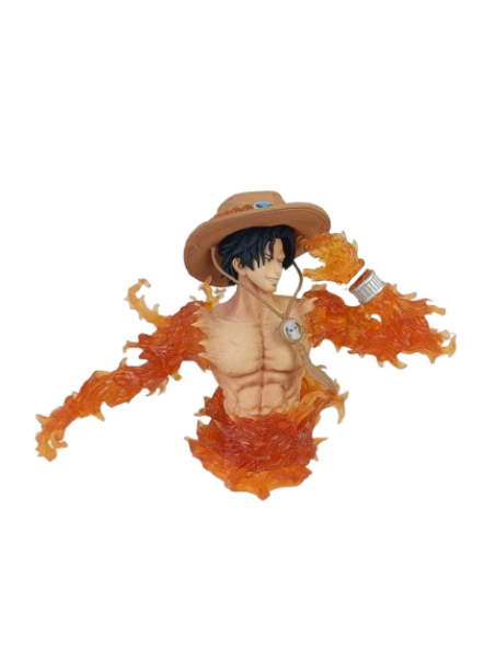 Portgas D. Ace em Chamas - Estátua Colecionável Anime One Piece, PVC Brilhante