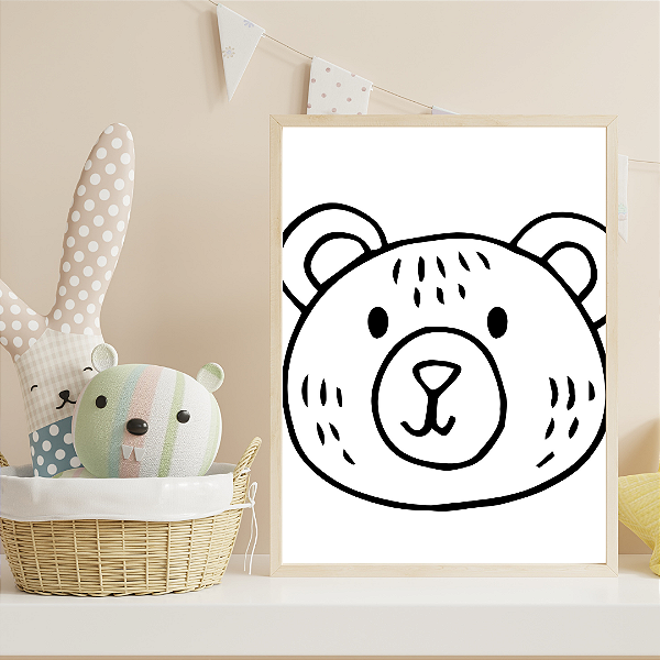 Quadro Urso Preto e Branco