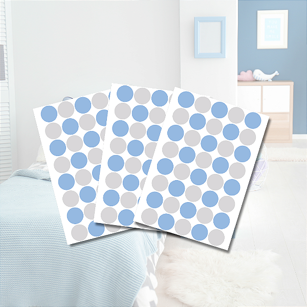 Adesivo Poá Azul e Cinza