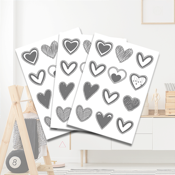 Adesivo Transparente Coração Minimalista Cinza