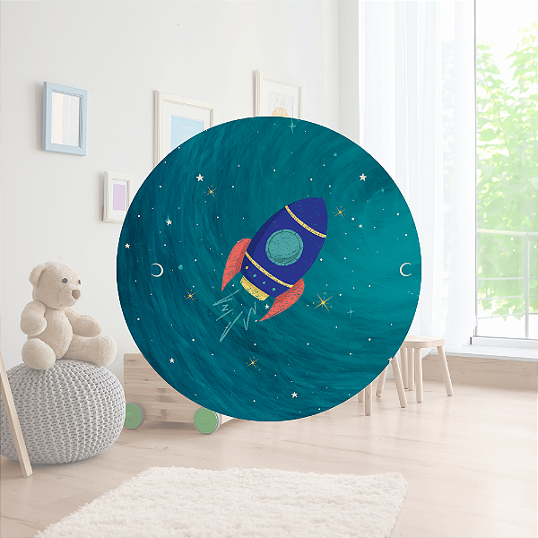 Placa MDF Foguete na Galáxia