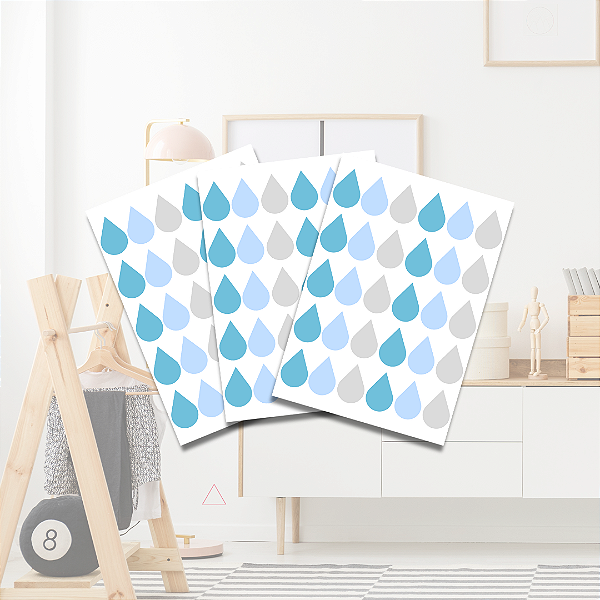 Adesivo Gotas Azul e Cinza