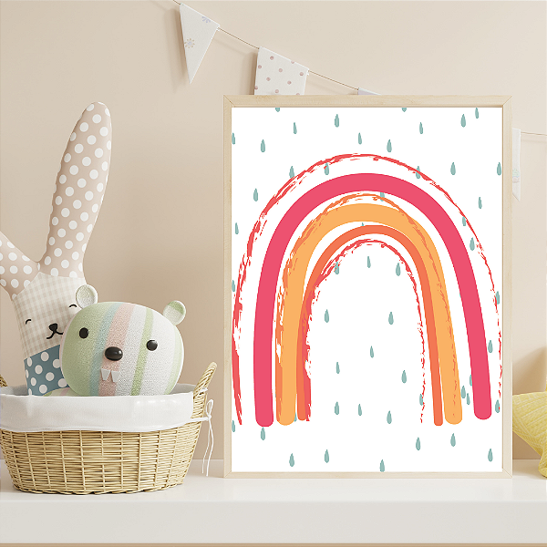 Quadro Arco Íris Chuva Pink