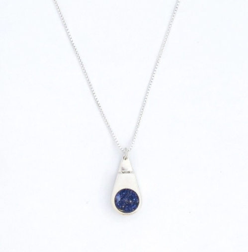 Colar Difusor Prata Gota - Lápis Lazuli - Naturezza