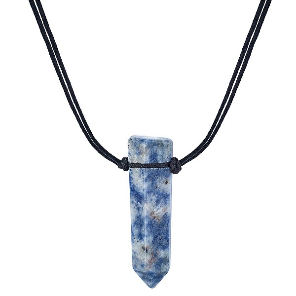 Colar Difusor Lapidado em Ponta Quartzo Azul - Algodão - Naturezza