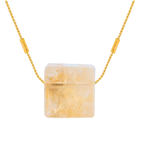 Colar Difusor Minimalista Citrino - Banho de Ouro - Naturezza