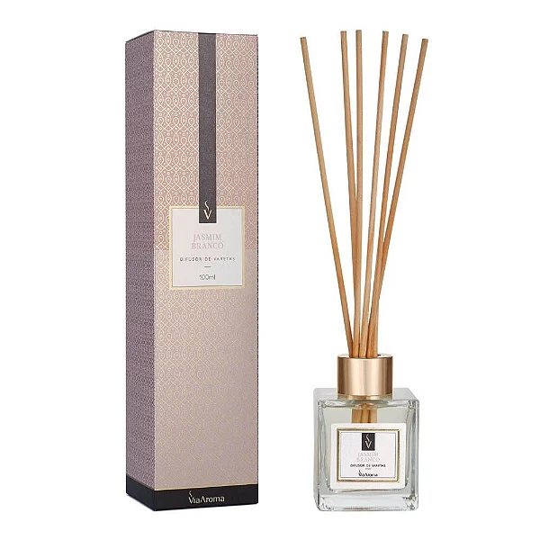 Difusor de Varetas Jasmim Branco 100ml - Via Aroma excluir