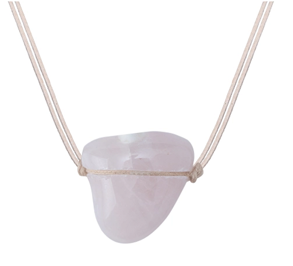 Colar Difusor Pedra Rolada Quartzo Rosa - Naturezza