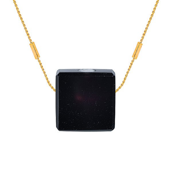 Colar Difusor Minimalista Obsidiana - Banho de Ouro - Naturezza