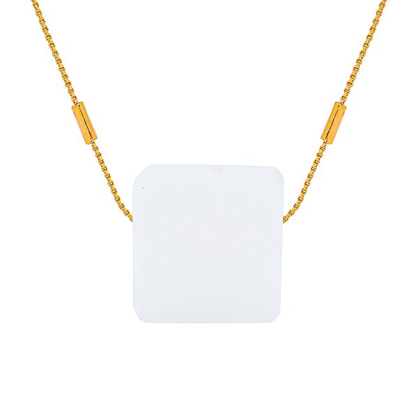 Colar Difusor Minimalista Quartzo Branco - Banho de Ouro - Naturezza