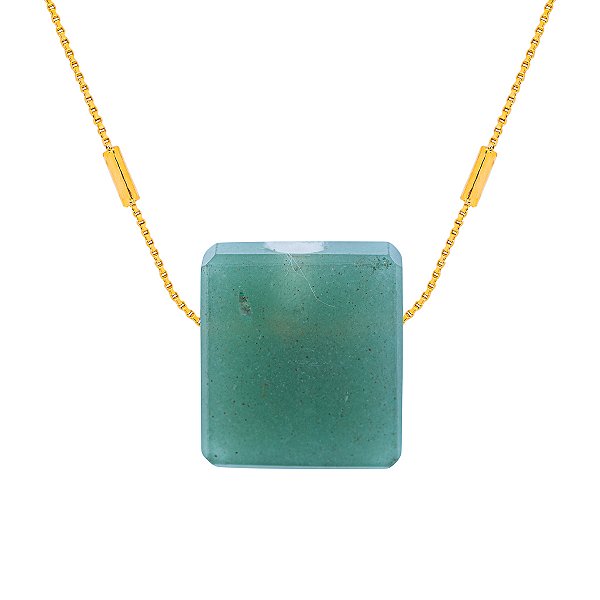 Colar Difusor Minimalista Quartzo Verde - Banho de Ouro - Naturezza