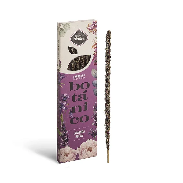 Incenso Natural Botânico Lavanda e Rosa 6 Varetas - Sagrada Madre