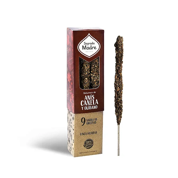 Incenso Natural Hierbas Anis, Canela e Olíbano 9 Varetas - Sagrada Madre
