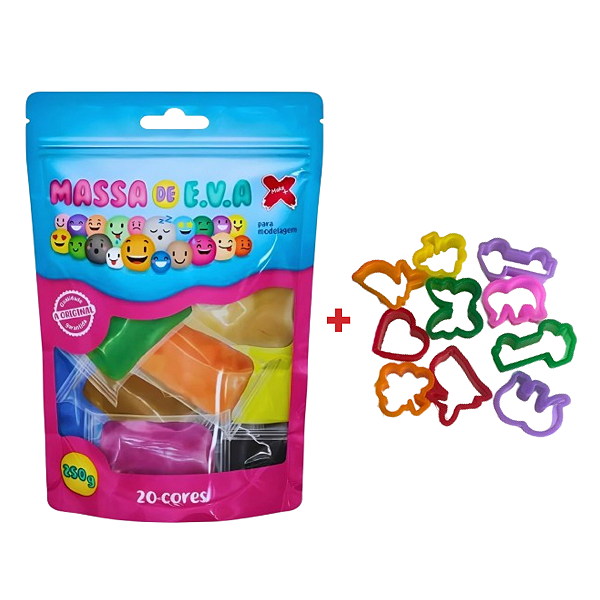 Massa de EVA 20 Cores + 10 Moldes