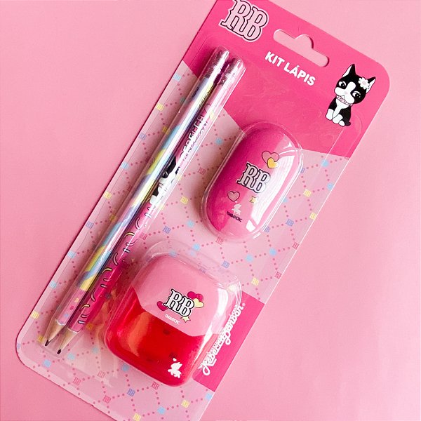 Kit Escolar Lápis Apontador e Borracha Rebecca Bonbon | RB1206