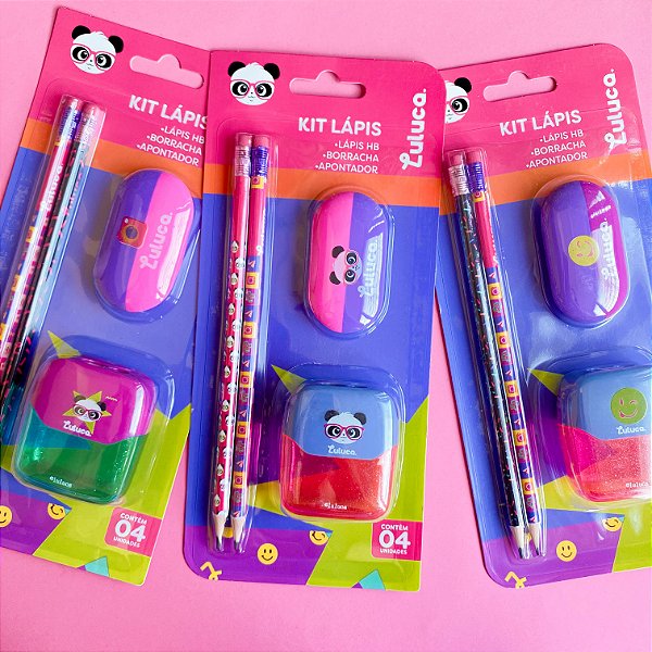 Kit Escolar Papelaria Luluca Lápis Borracha Apontador | LU1206