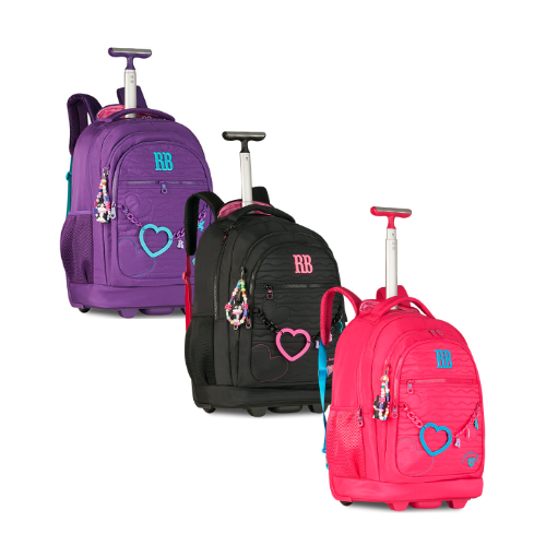 Mochila Rodinha Rebecca Bonbon Heart Beats 19" | RB27009