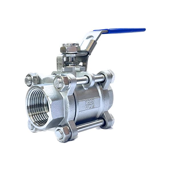 Válvula Tripartida Esfera 1" BSP Aço Inox 304 com Vedação PTFE 1000PSI