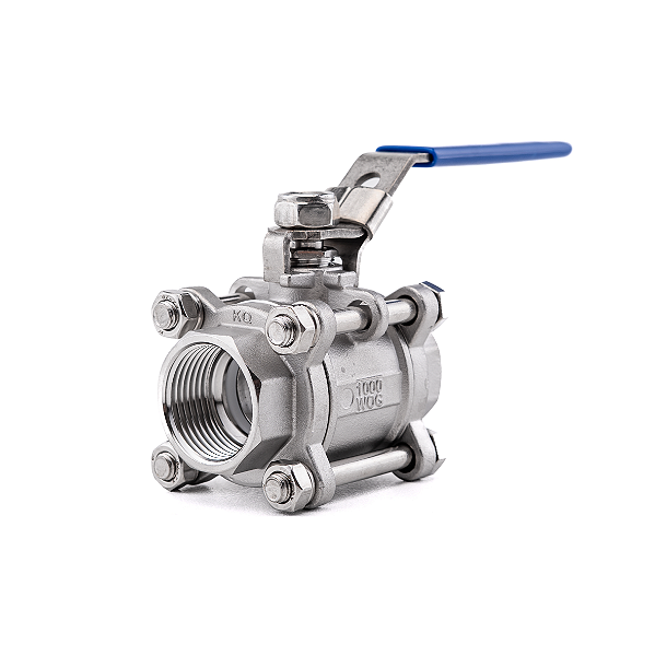 Válvula Tripartida Esfera 1" BSP Aço Inox 304 com Vedação PTFE 1000PSI