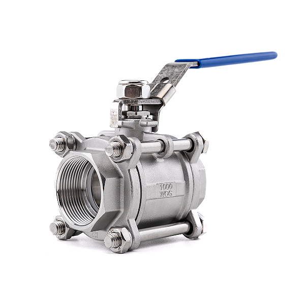 Válvula Tripartida Esfera 1.1/2" BSP Aço Inox 304 com Vedação PTFE 1000PSI