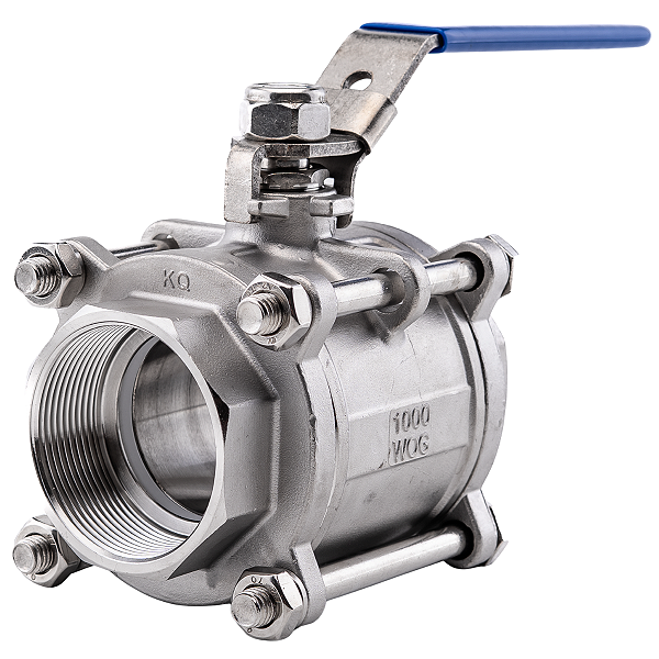 Válvula Esfera Tripartida 2" BSP Aço Inox 304 com Vedação PTFE 1000PSI
