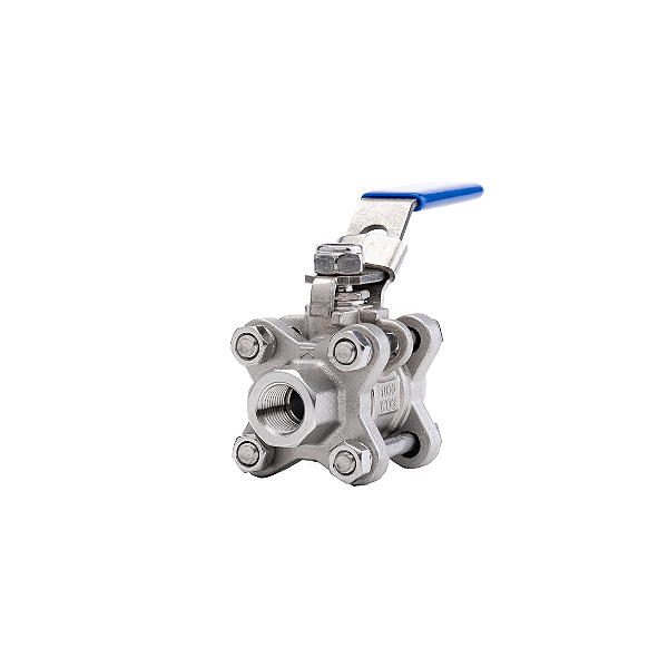 Válvula Tripartida Esfera 1/4" BSP Aço Inox 304 com Vedação PTFE 1000PSI
