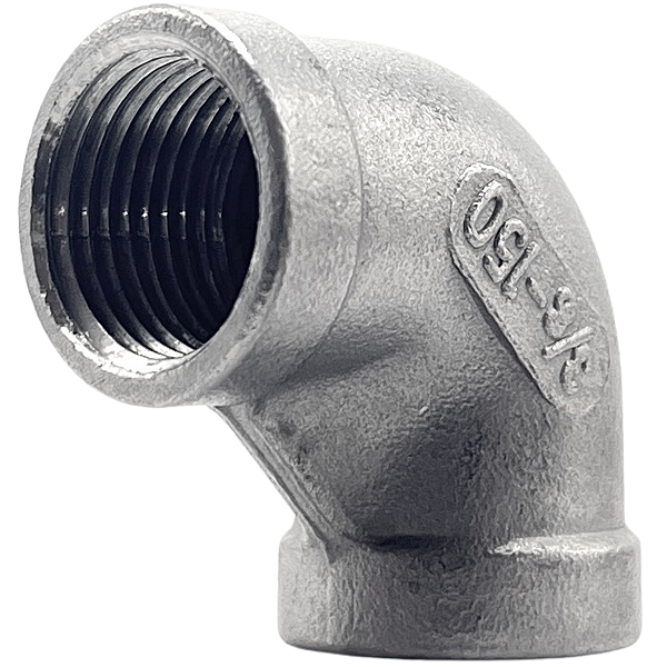 Conexão Curva Cotovelo 90° 3/8 Polegada BSP Aço Inox 304 Rosca Fêmea