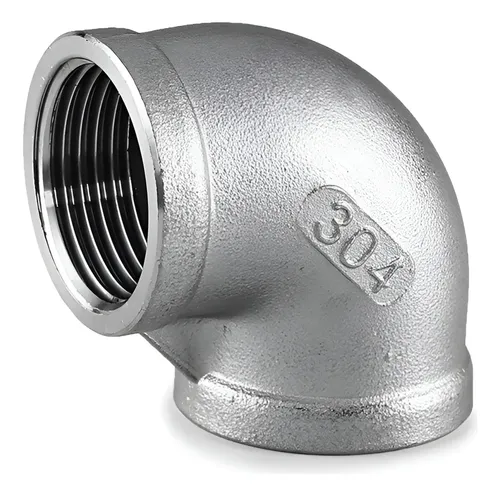 Conexão Curva Cotovelo 90° 1/2 Polegada BSP Aço Inox 304 Rosca Fêmea