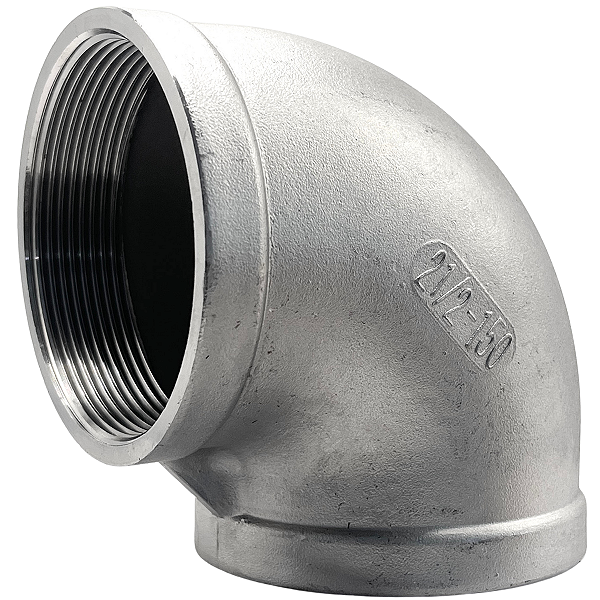Conexão Curva Cotovelo 90° 2-1/2 Polegada BSP Aço Inox 304 Rosca Fêmea