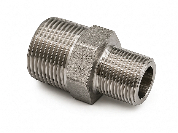 Conexão Niple Redução Bsp 3/4" X 1/2" Inox 304 Rosca Macho