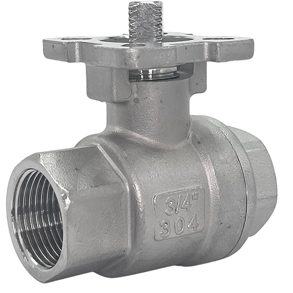 Válvula Esfera com base para atuador 3/4" BSP Aço Inox 304 com Vedação PTFE 1000PSI