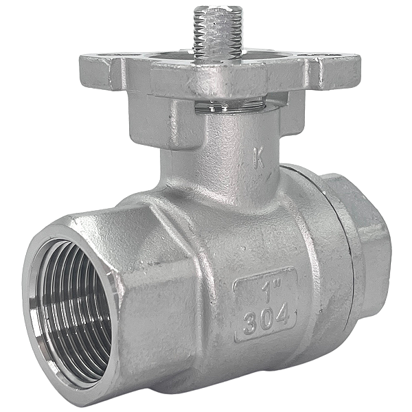 Válvula Esfera com base para atuador 1" BSP Aço Inox 304 com Vedação PTFE 1000PSI