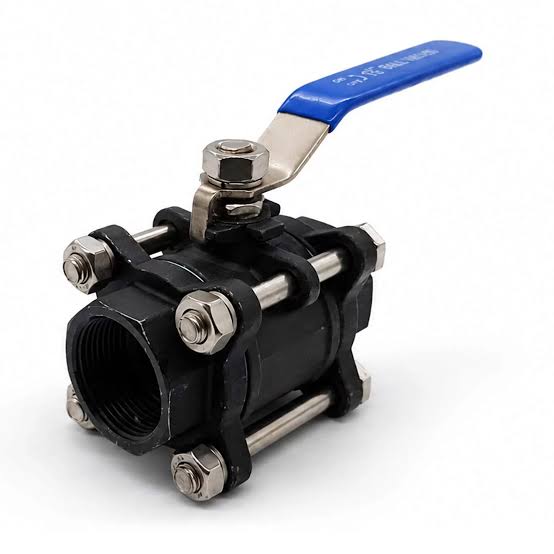 Válvula Esfera Tripartida 1/4" Aço Carbono BSP WCB com Vedação PTFE 1000PSI
