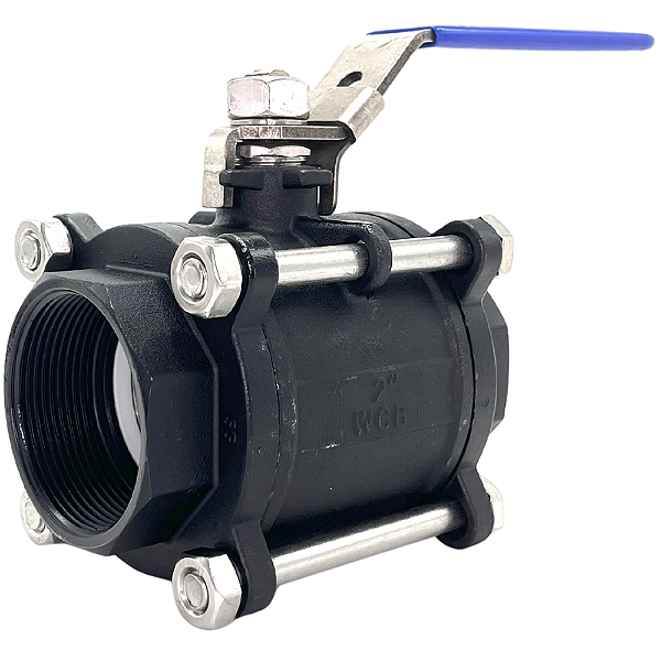 Válvula Esfera Tripartida 2" Aço Carbono BSP WCB com Vedação PTFE 1000PSI
