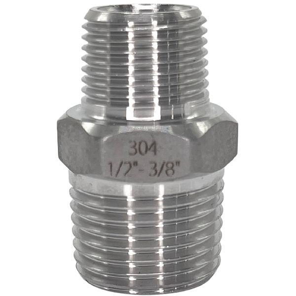 Conexão Niple Redução Bsp 1/2" X 3/8" Inox 304 Rosca Macho