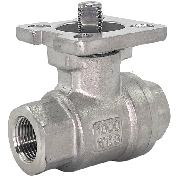 Válvula Esfera com base para atuador 3/8" BSP Aço Inox 304 com Vedação PTFE 1000PSI