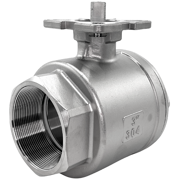 Válvula Esfera com base para atuador 3" BSP Aço Inox 304 com Vedação PTFE 1000PSI