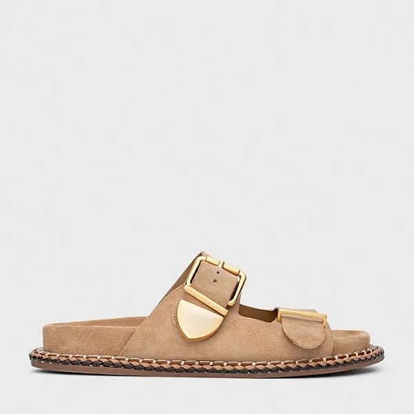 Flat Birken Collab Carrano + A.mar Couro Suede Bege Toffee