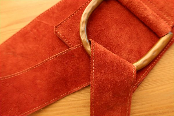 Cinto Couro Chamois Argentino - Terracota