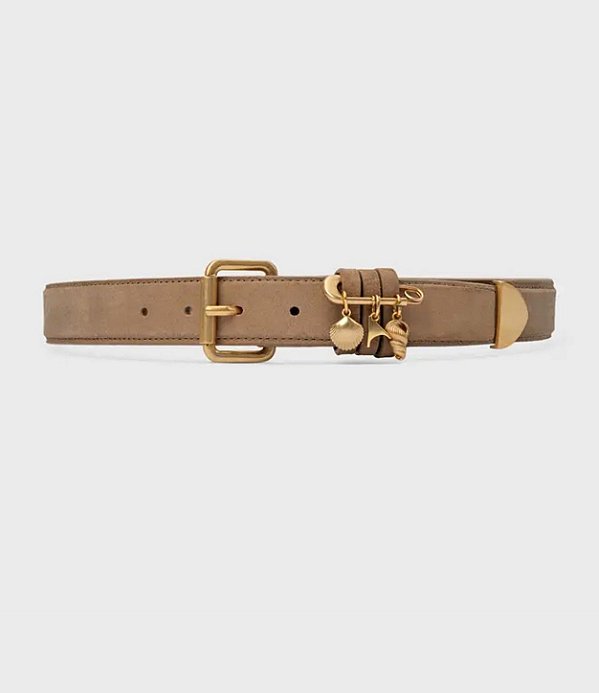 Cinto Carrano + A.mar Médio Couro Suede Bege Almond