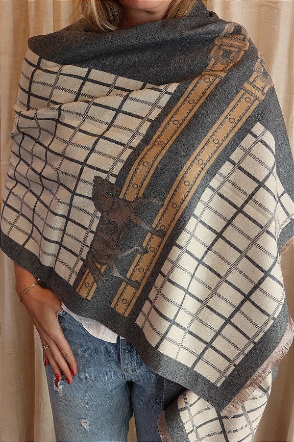 Pashmina Equestre Cinza