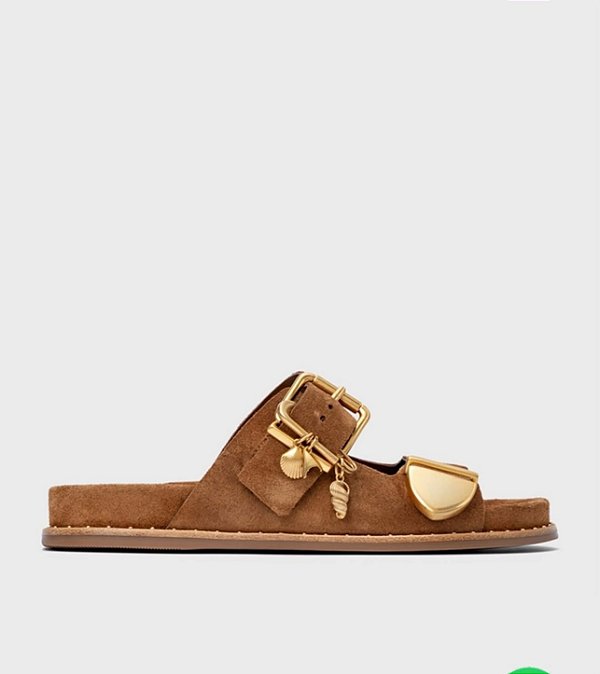 Rasteira Birken Carrano + A.MAR Couro Suede Marrom Saddle