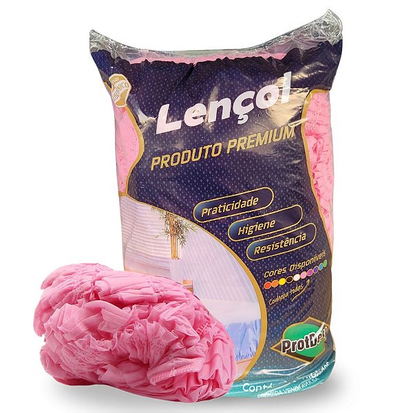 Lençol Rosa Com Elástico 2,10m x 0,90m 20gr 10 Unidades Protdesc