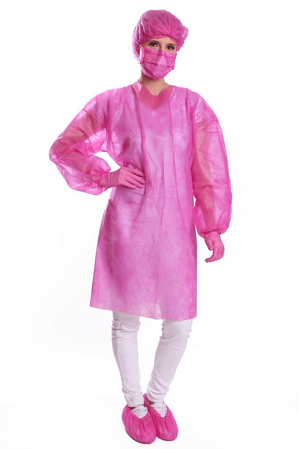 Avental Manga Longa Pink 20gr 10 Unidades PROTDESC