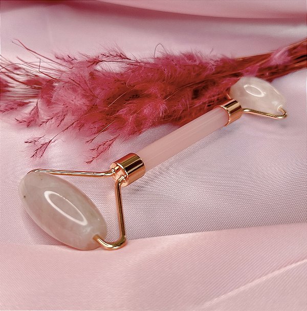 Roller de Quartzo Rosa Massageador Facial